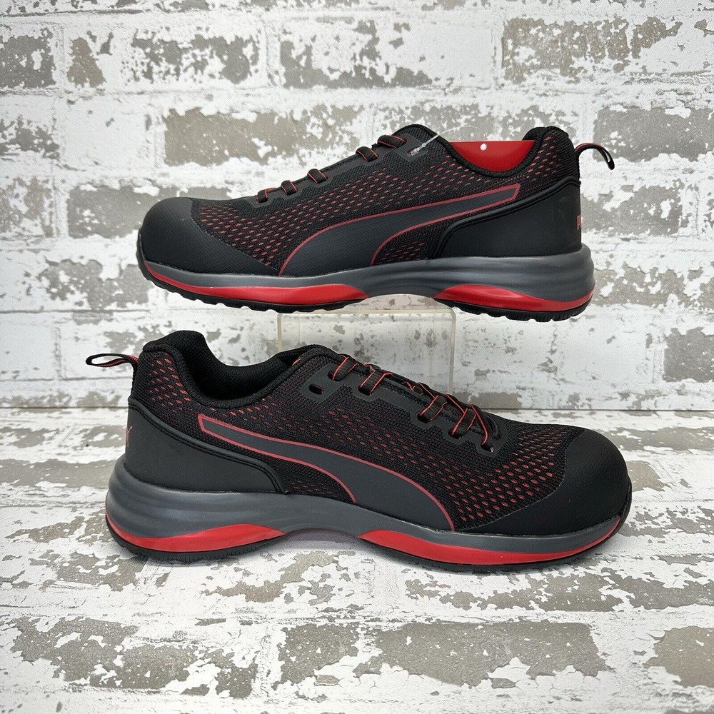 Puma Speed Safety Shoes Mens 10.5 Black Red Composite Toe Slip Resistance 644495 - Picture 2 of 16